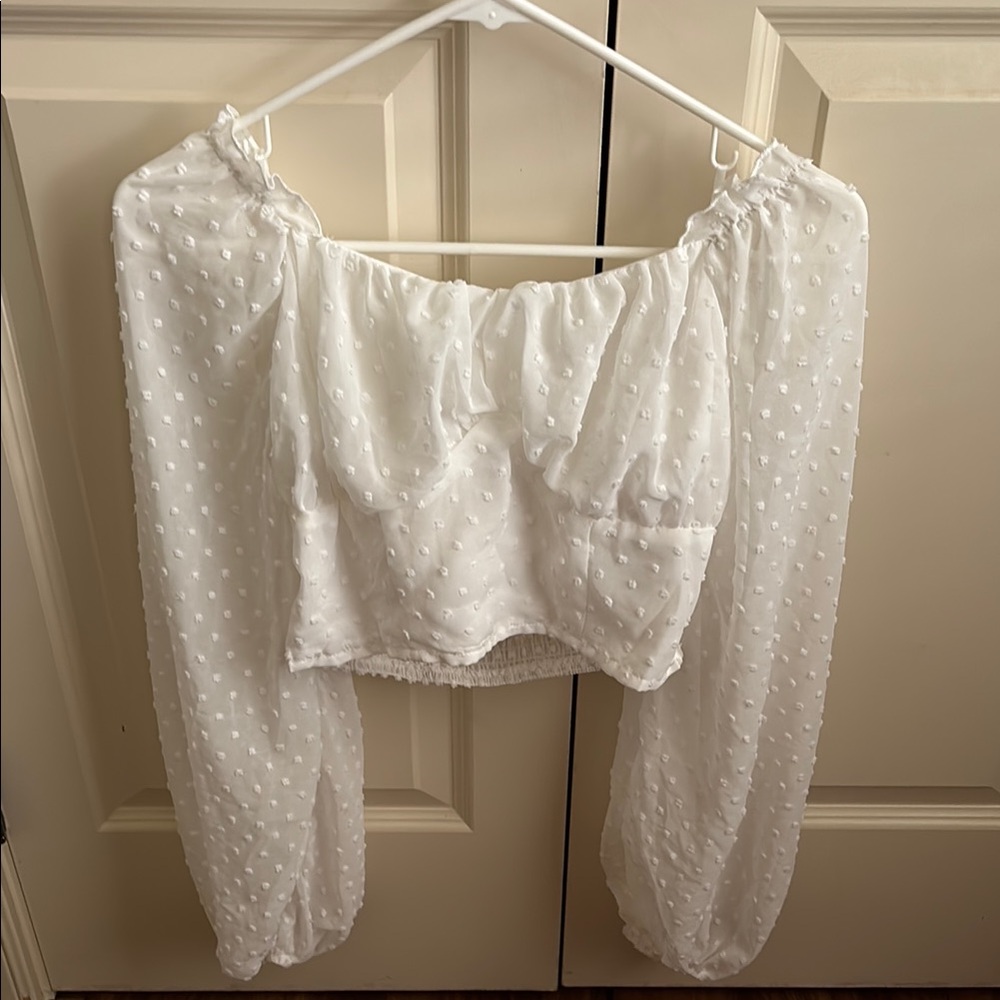 SHEIN White Blouse Top with Elegant Design